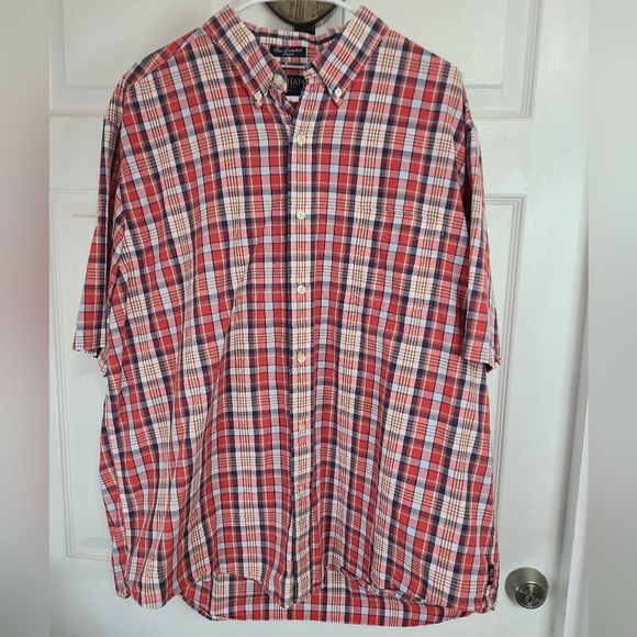 Chap's Men's Classic Short Sleeve Button Down Shirt, Size: XXL Color: Red - Picture 4 of 12